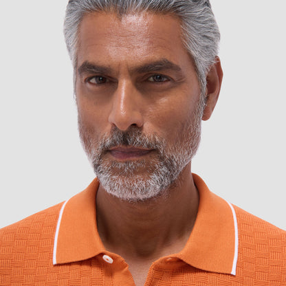 Bugatchi Basket Stitch Three Button Polo Sweater Jaffa