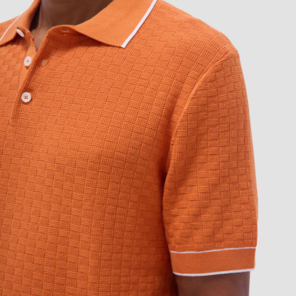 Bugatchi Basket Stitch Three Button Polo Sweater Jaffa