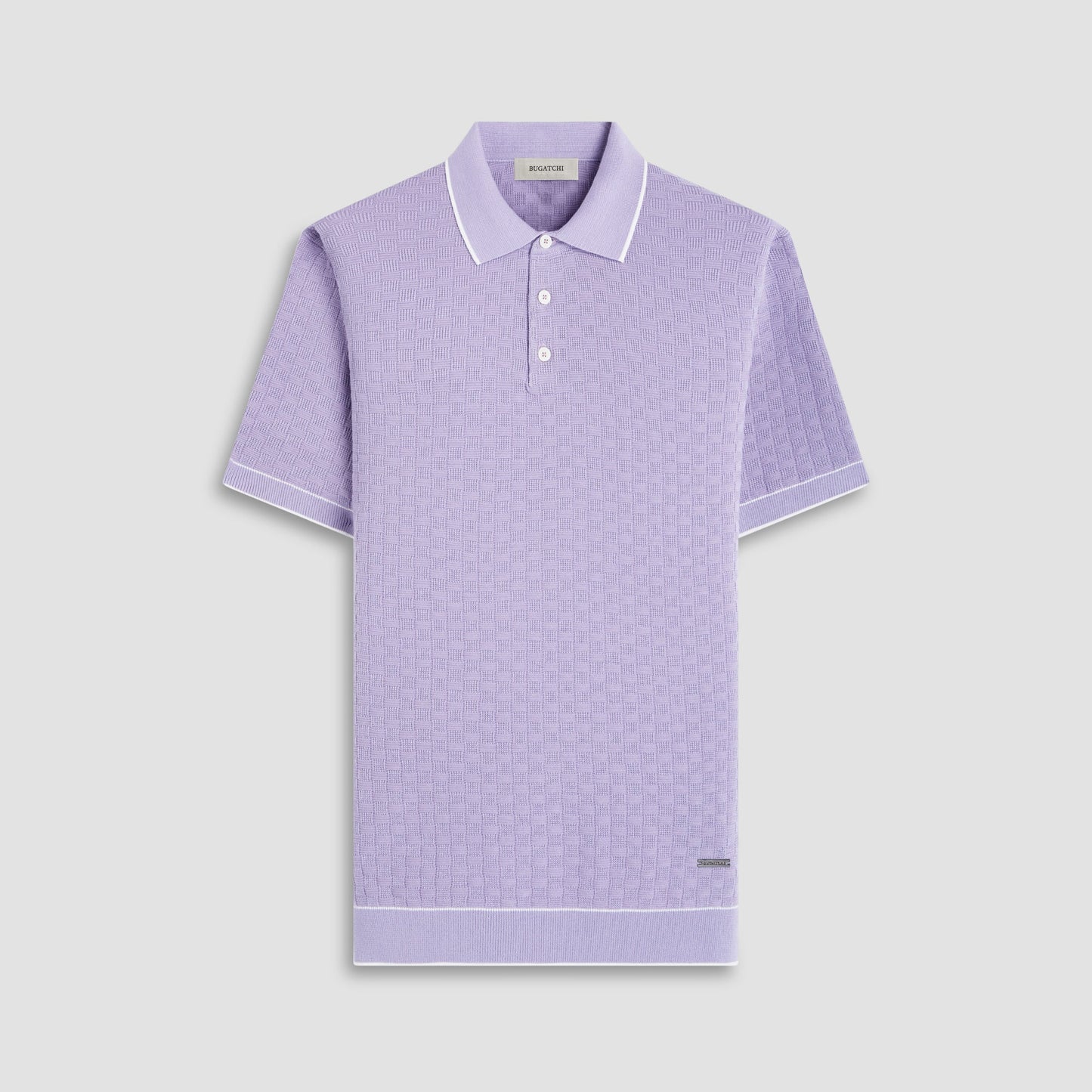 Bugatchi Basket Stitch Three Button Polo Sweater Lilac