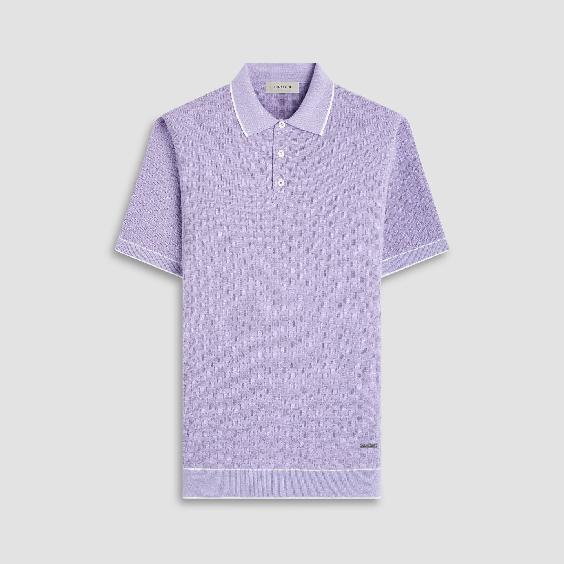 Bugatchi Basket Stitch Three Button Polo Sweater Lilac