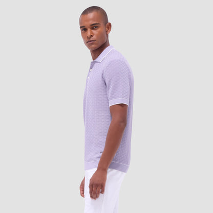Bugatchi Basket Stitch Three Button Polo Sweater Lilac
