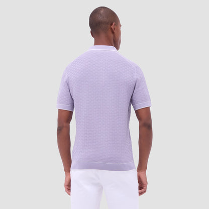 Bugatchi Basket Stitch Three Button Polo Sweater Lilac