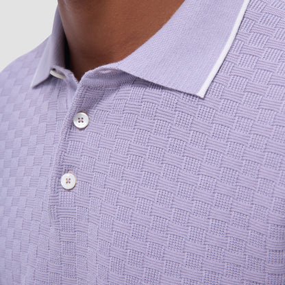 Bugatchi Basket Stitch Three Button Polo Sweater Lilac