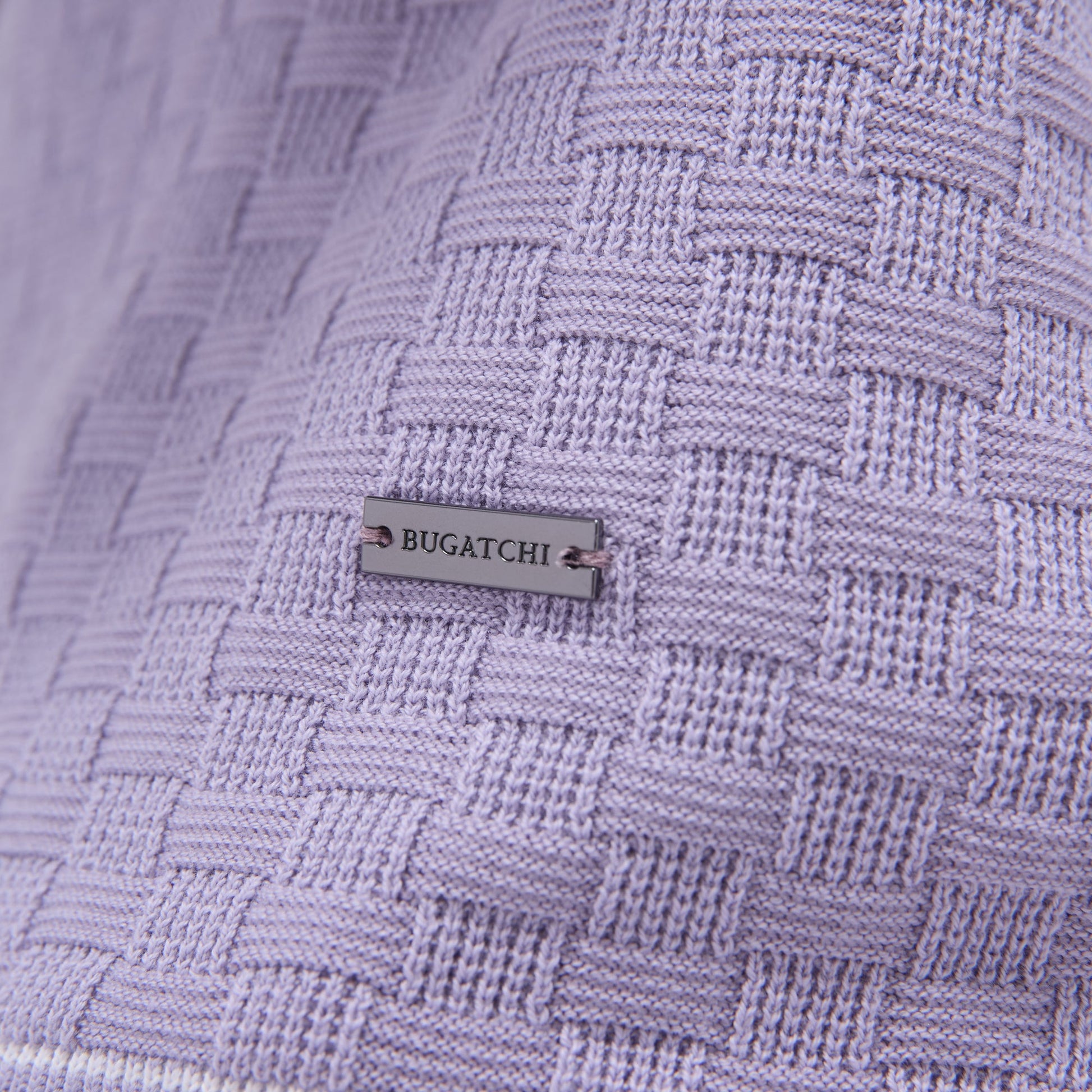 Bugatchi Basket Stitch Three Button Polo Sweater Lilac