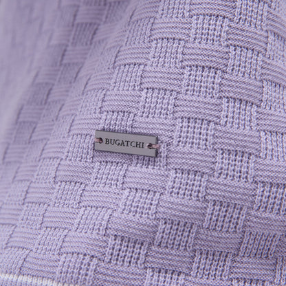 Bugatchi Basket Stitch Three Button Polo Sweater Lilac