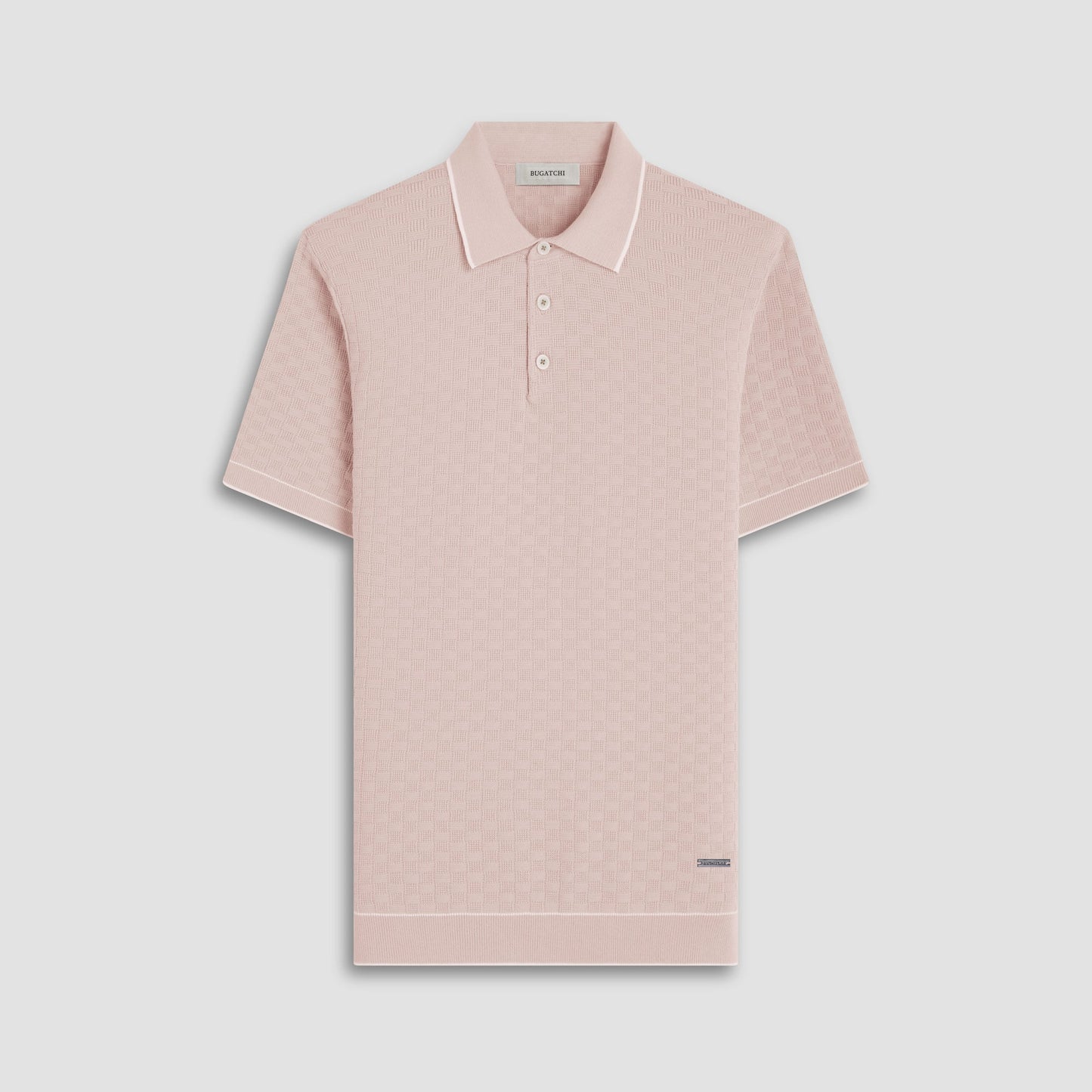 Bugatchi Basket Stitch Three Button Polo Sweater Sand