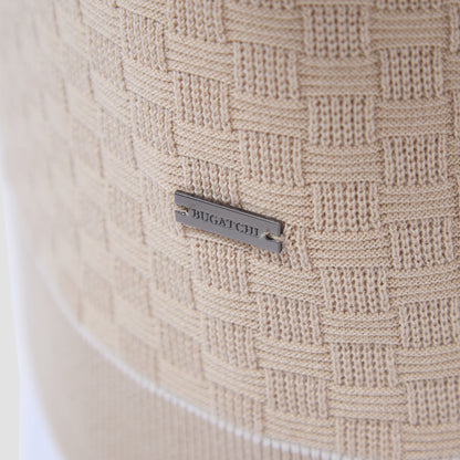 Bugatchi Basket Stitch Three Button Polo Sweater Sand