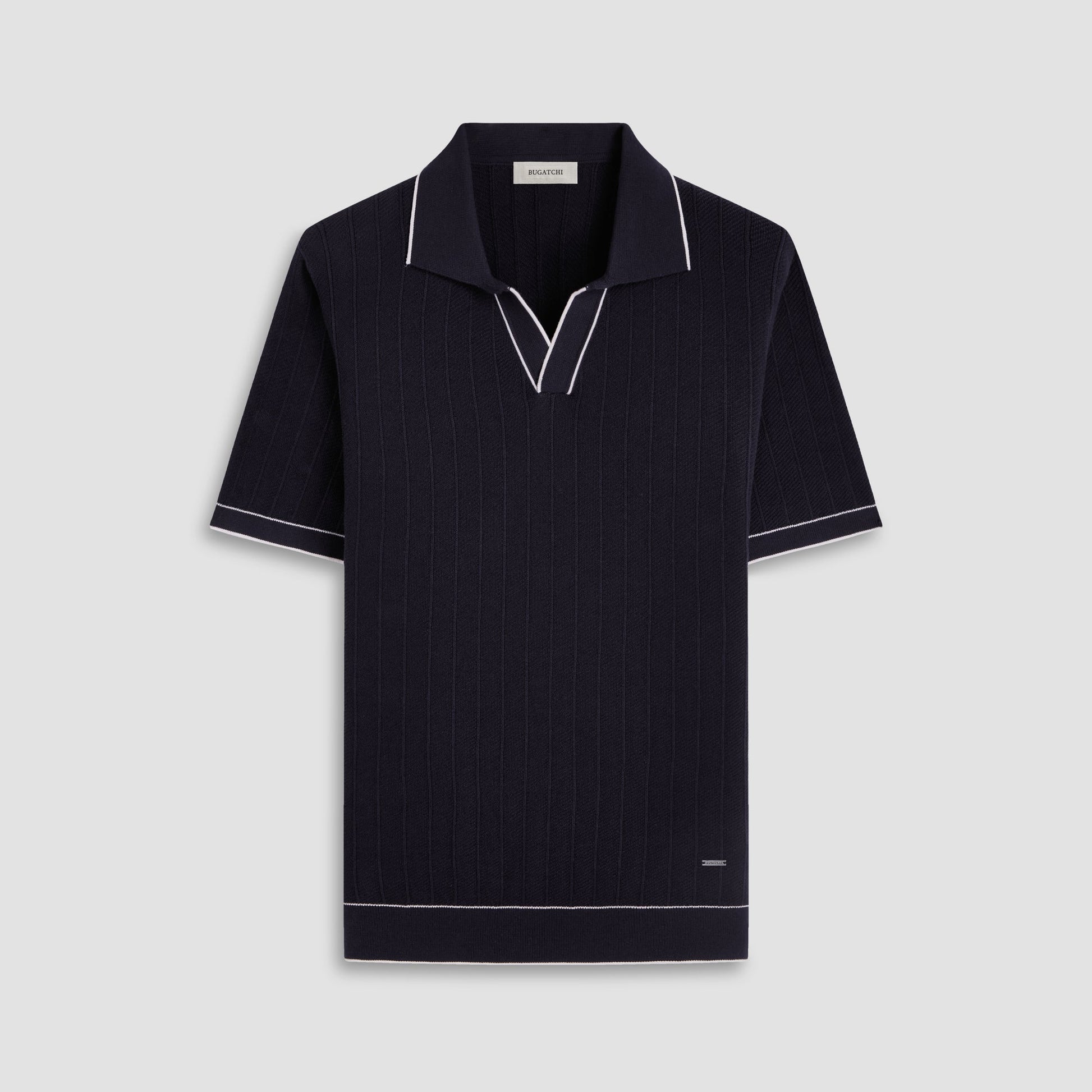 Bugatchi Wide Rib Short Sleeve Johnny Sweater Black