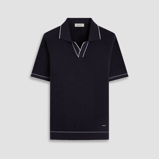 Bugatchi Wide Rib Short Sleeve Johnny Sweater Black