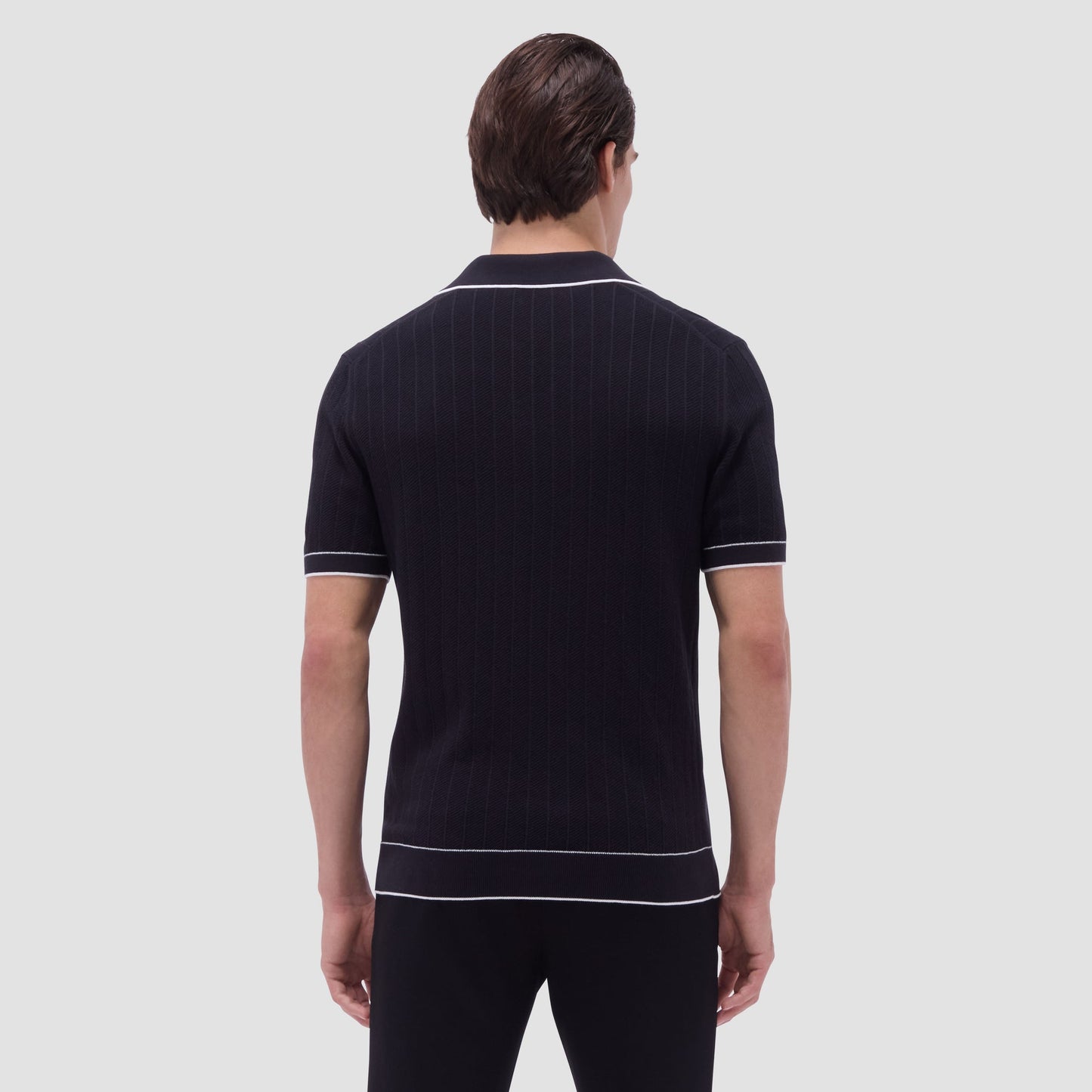 Bugatchi Wide Rib Short Sleeve Johnny Sweater Black