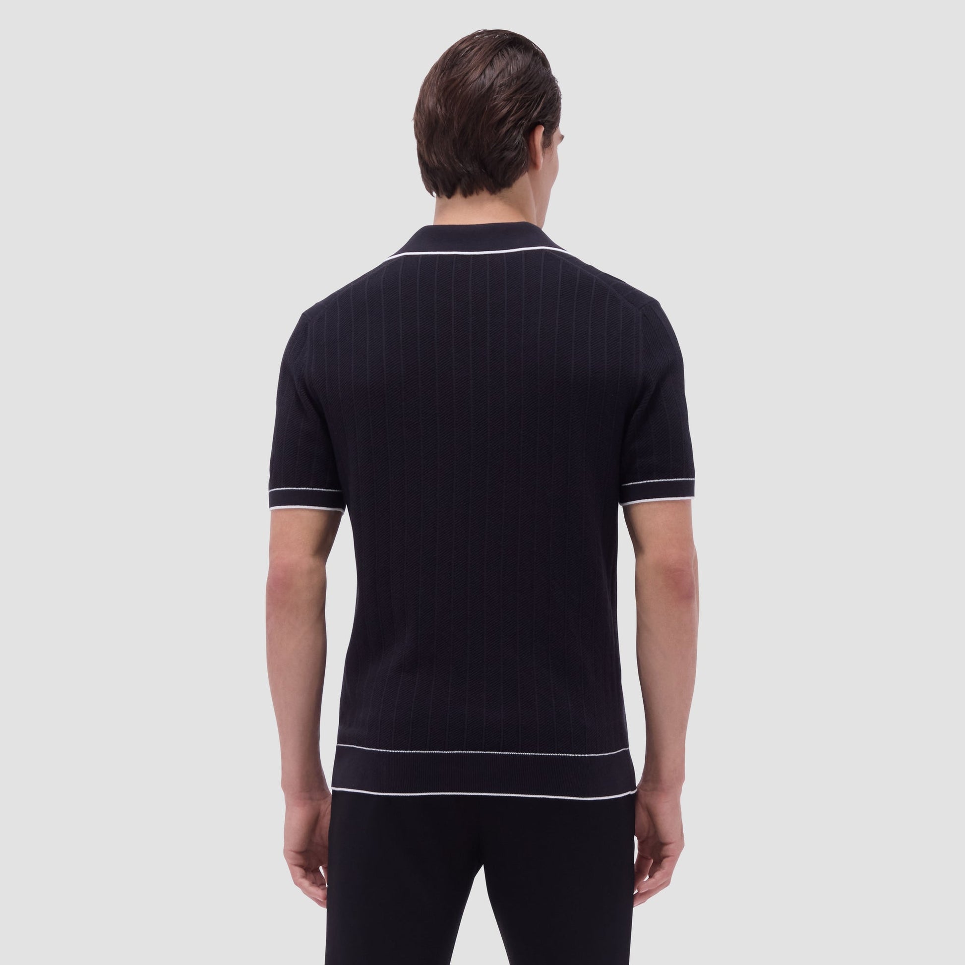 Bugatchi Wide Rib Short Sleeve Johnny Sweater Black