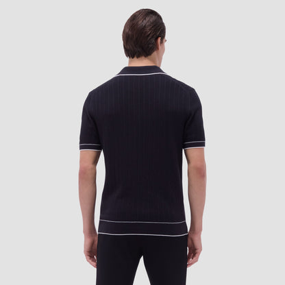 Bugatchi Wide Rib Short Sleeve Johnny Sweater Black