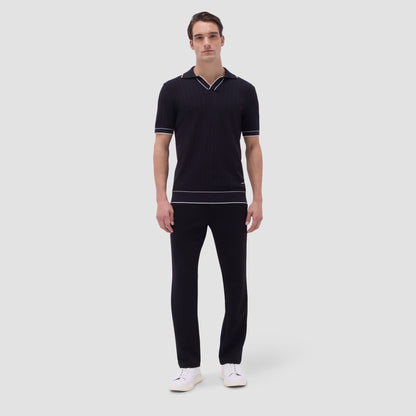 Bugatchi Wide Rib Short Sleeve Johnny Sweater Black