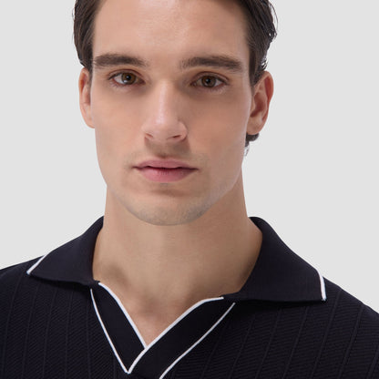 Bugatchi Wide Rib Short Sleeve Johnny Sweater Black