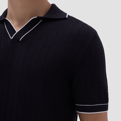 Bugatchi Wide Rib Short Sleeve Johnny Sweater Black