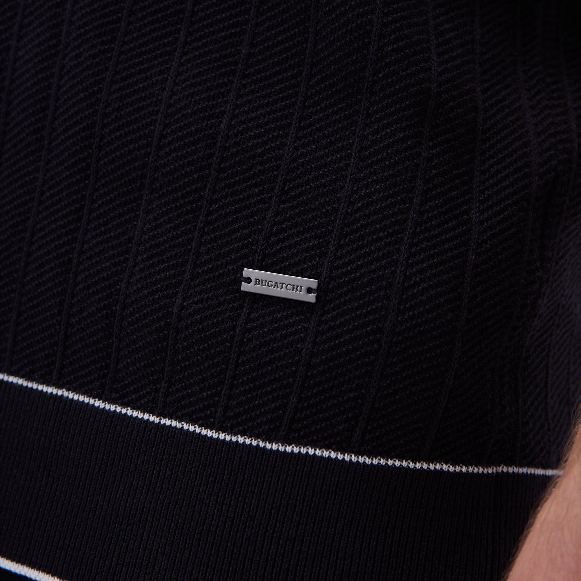 Bugatchi Wide Rib Short Sleeve Johnny Sweater Black