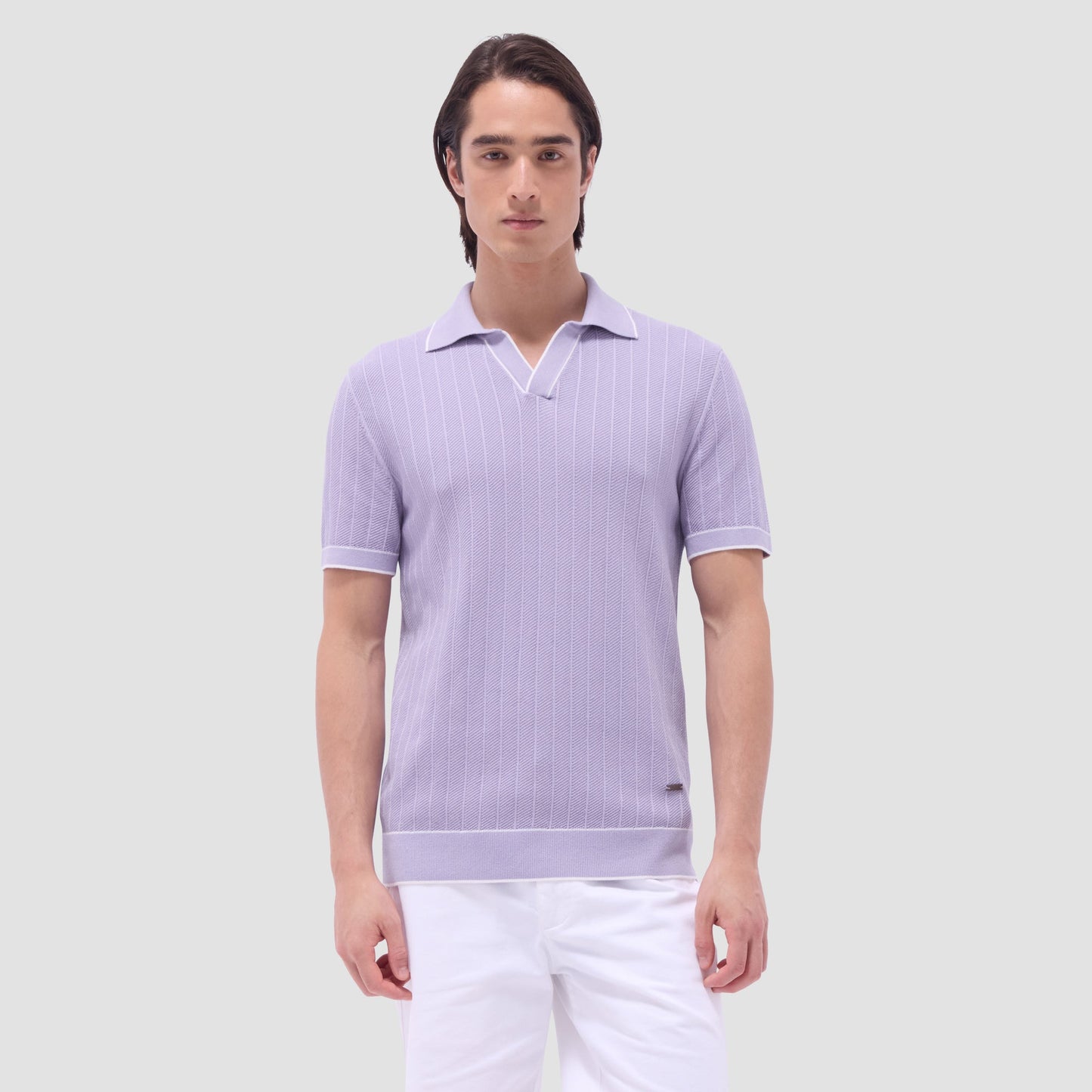 Bugatchi Wide Rib Short Sleeve Johnny Sweater Lilac