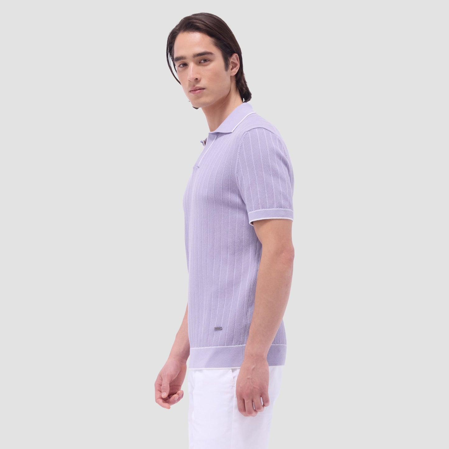 Bugatchi Wide Rib Short Sleeve Johnny Sweater Lilac