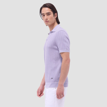 Bugatchi Wide Rib Short Sleeve Johnny Sweater Lilac