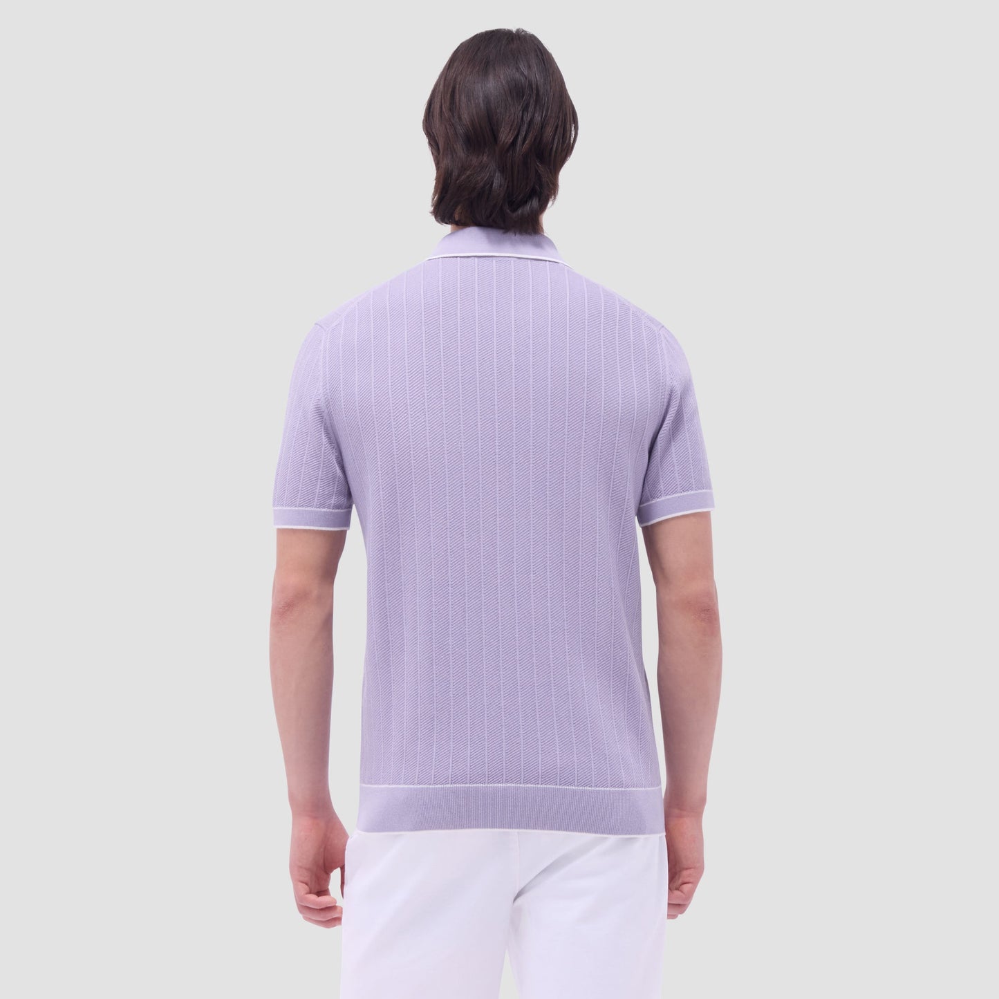 Bugatchi Wide Rib Short Sleeve Johnny Sweater Lilac