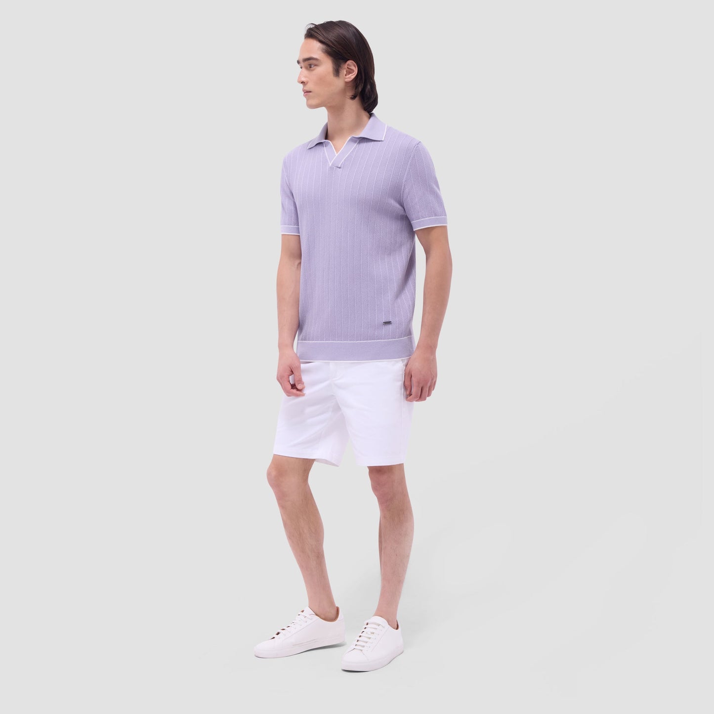 Bugatchi Wide Rib Short Sleeve Johnny Sweater Lilac