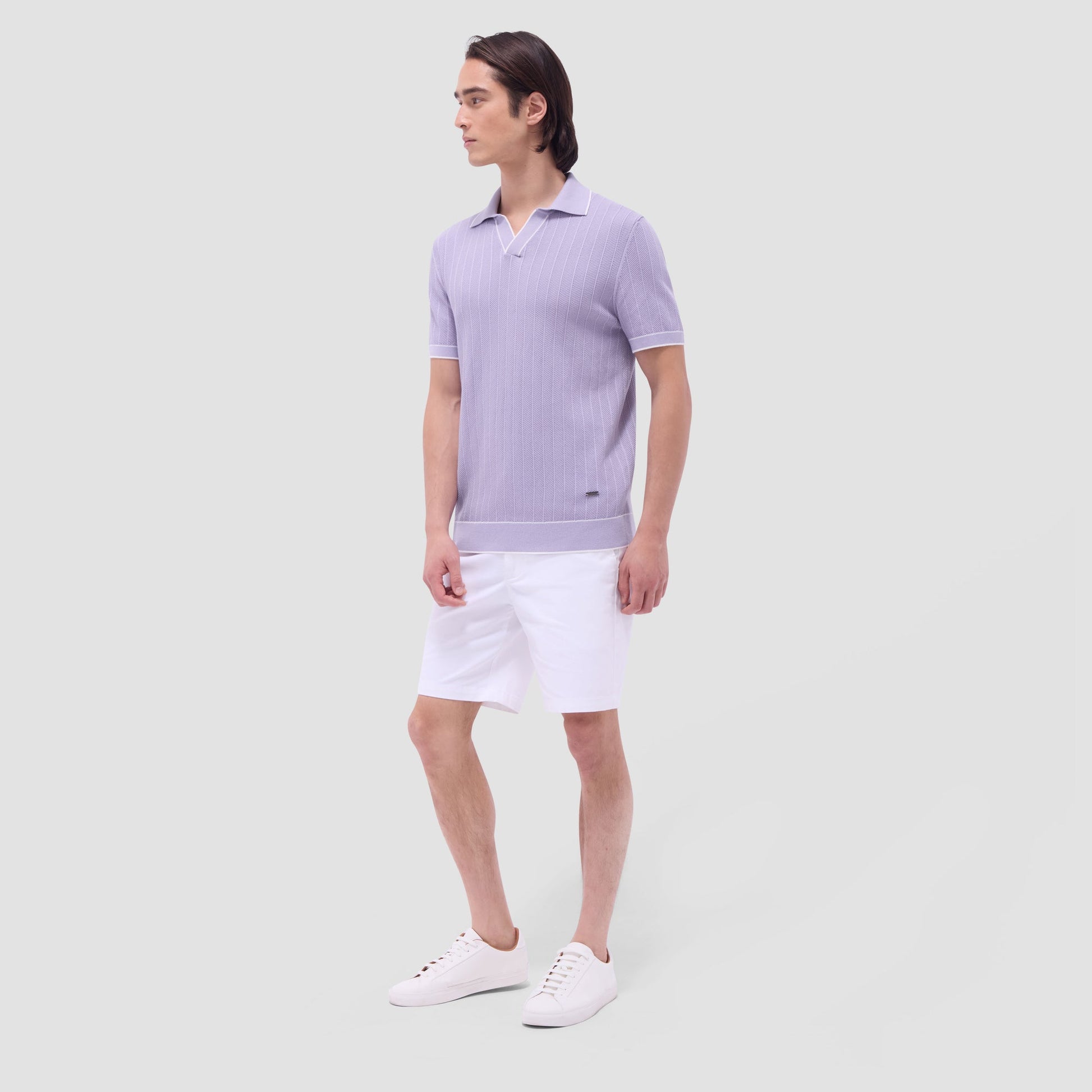 Bugatchi Wide Rib Short Sleeve Johnny Sweater Lilac