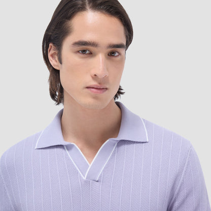 Bugatchi Wide Rib Short Sleeve Johnny Sweater Lilac