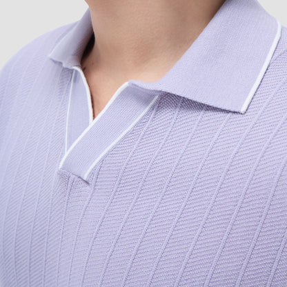 Bugatchi Wide Rib Short Sleeve Johnny Sweater Lilac
