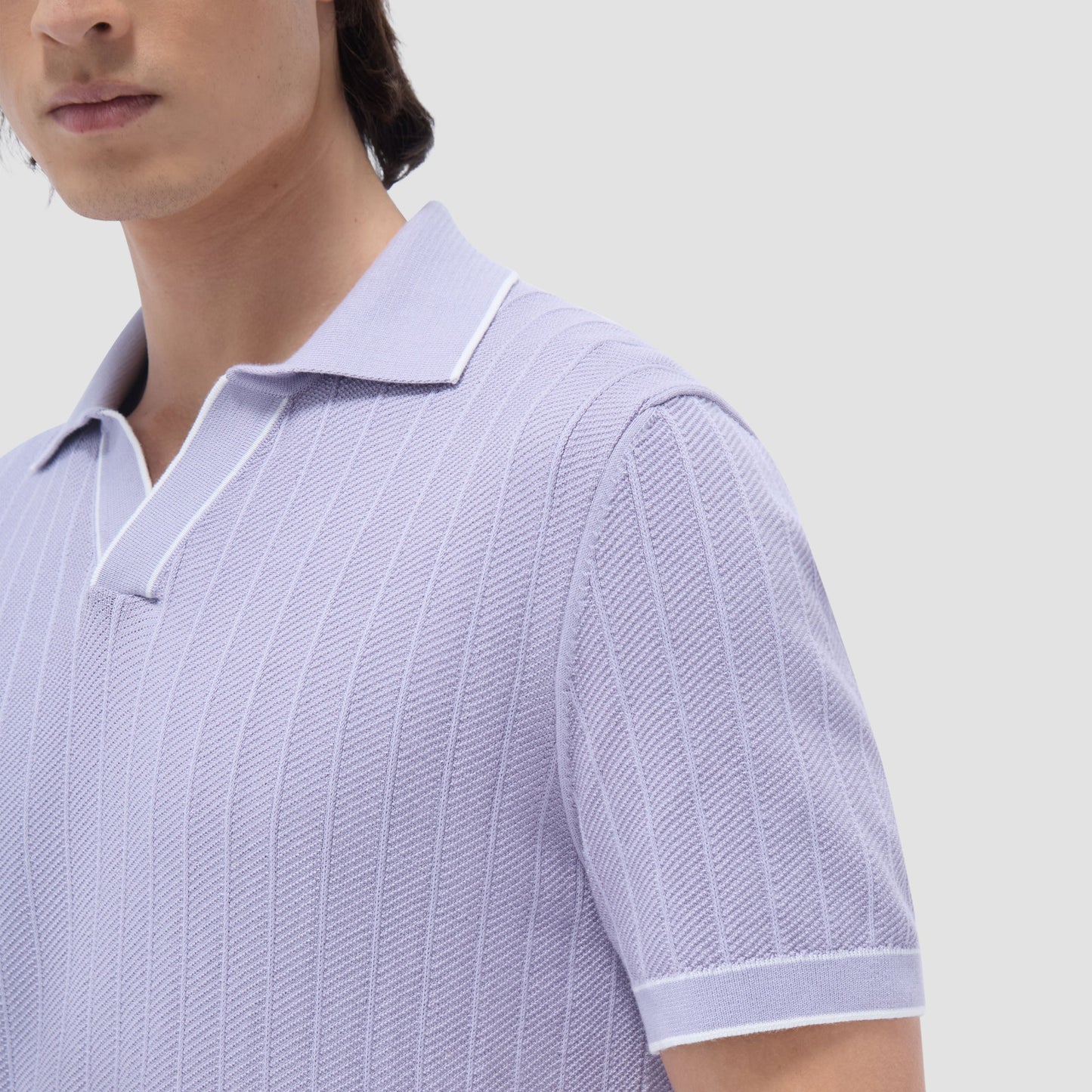 Bugatchi Wide Rib Short Sleeve Johnny Sweater Lilac