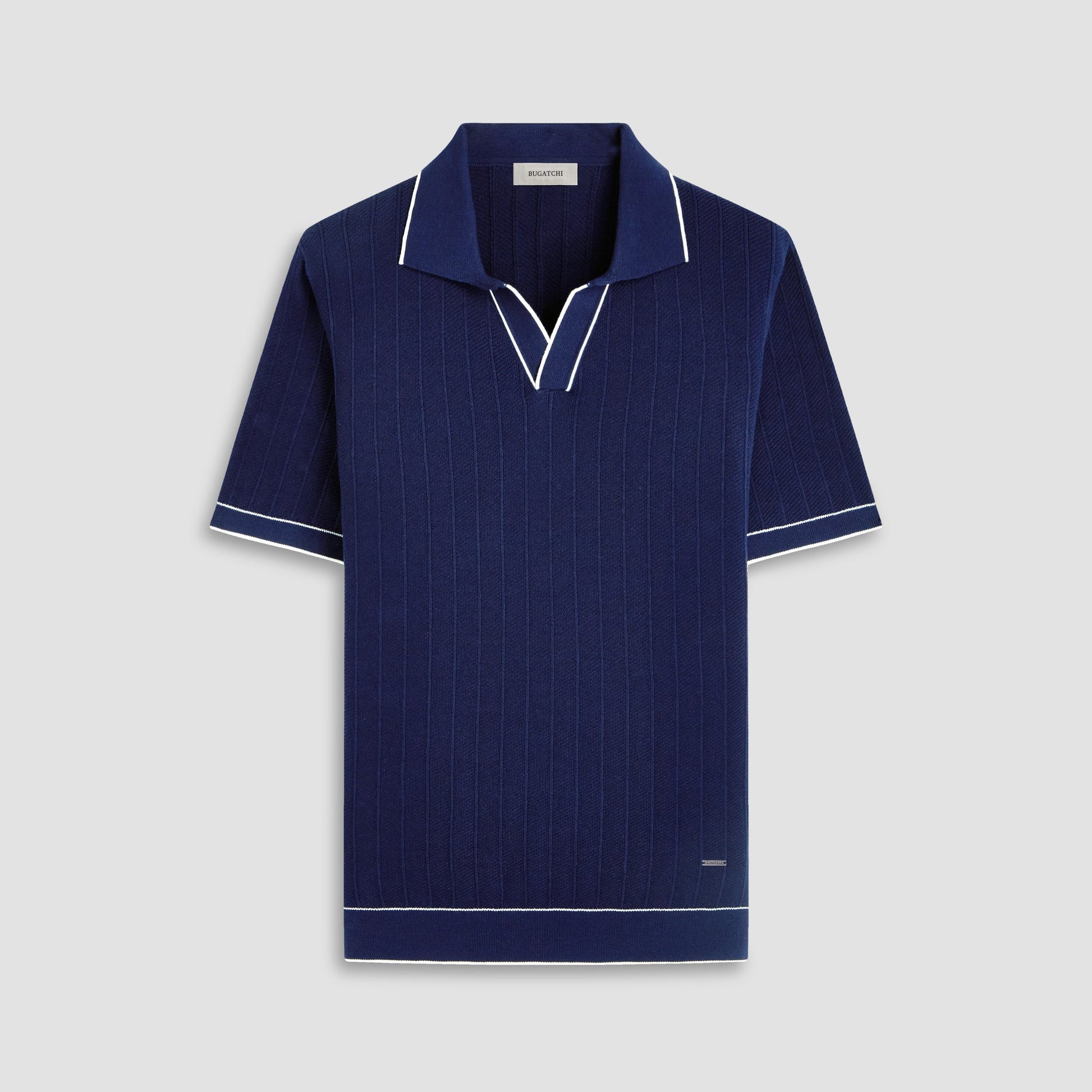 Bugatchi Wide Rib Short Sleeve Johnny Sweater Navy