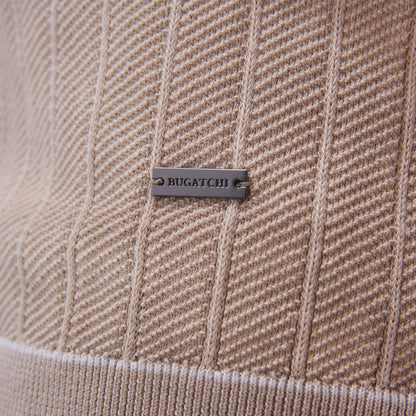 Bugatchi Wide Rib Short Sleeve Johnny Sweater Sand