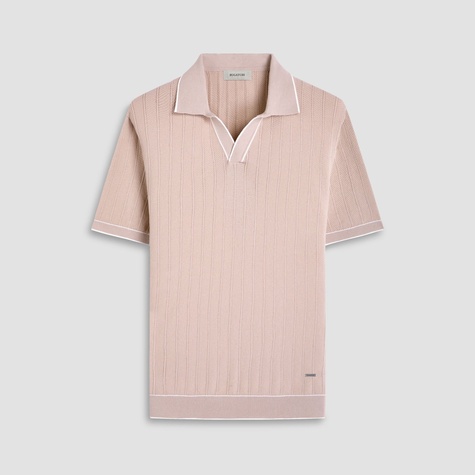 Bugatchi Wide Rib Short Sleeve Johnny Sweater Sand