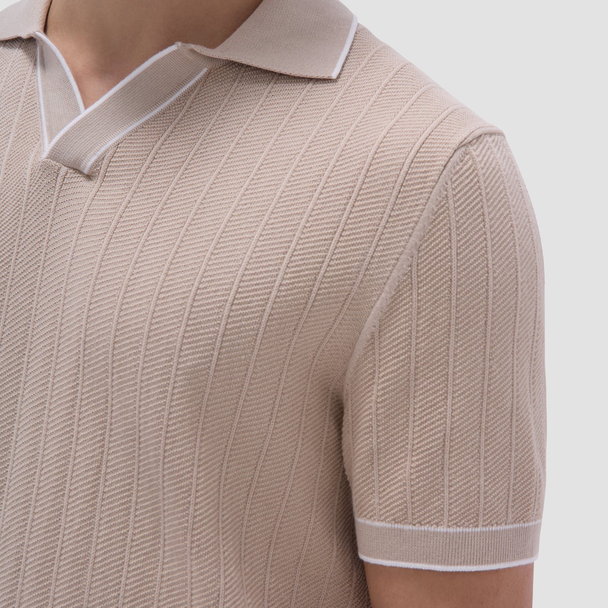 Bugatchi Wide Rib Short Sleeve Johnny Sweater Sand