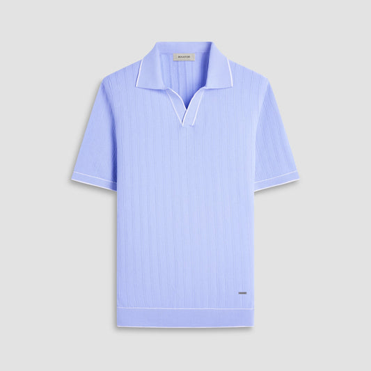 Bugatchi Wide Rib Short Sleeve Johnny Sweater Sky