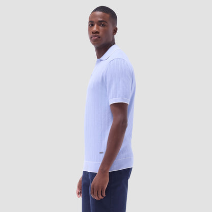 Bugatchi Wide Rib Short Sleeve Johnny Sweater Sky