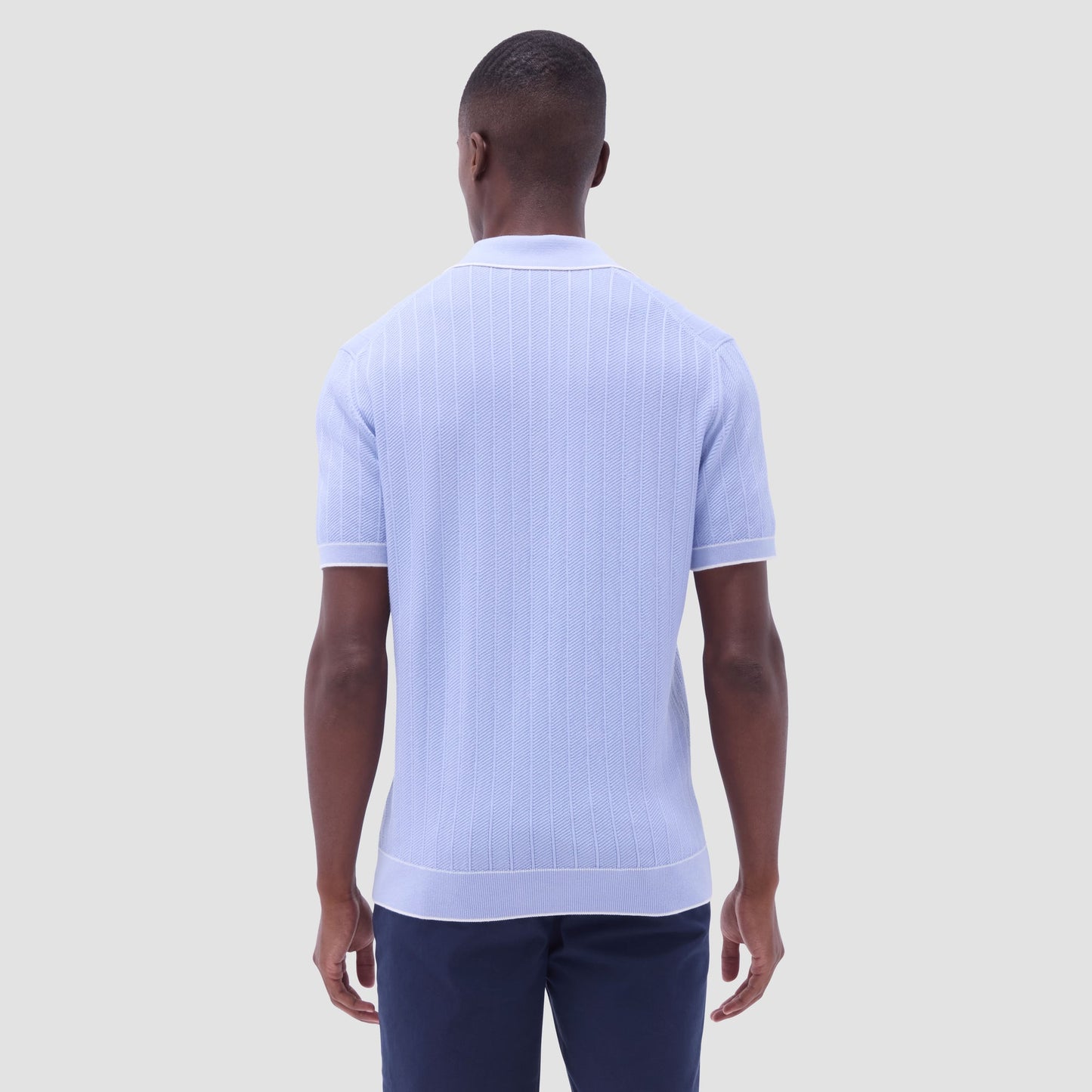 Bugatchi Wide Rib Short Sleeve Johnny Sweater Sky