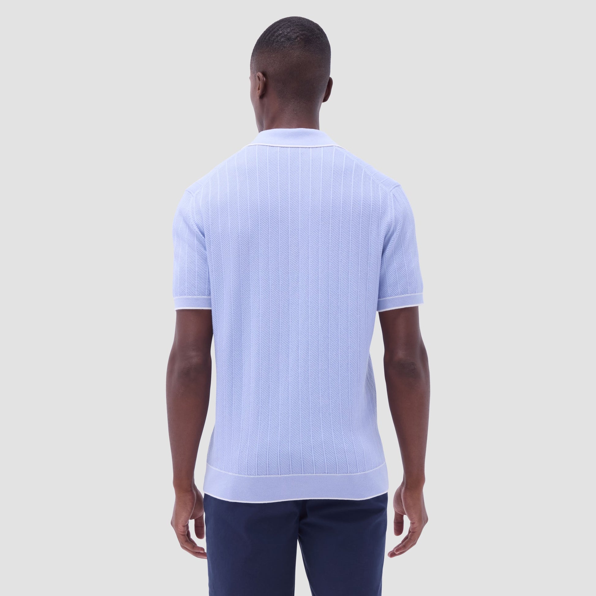 Bugatchi Wide Rib Short Sleeve Johnny Sweater Sky