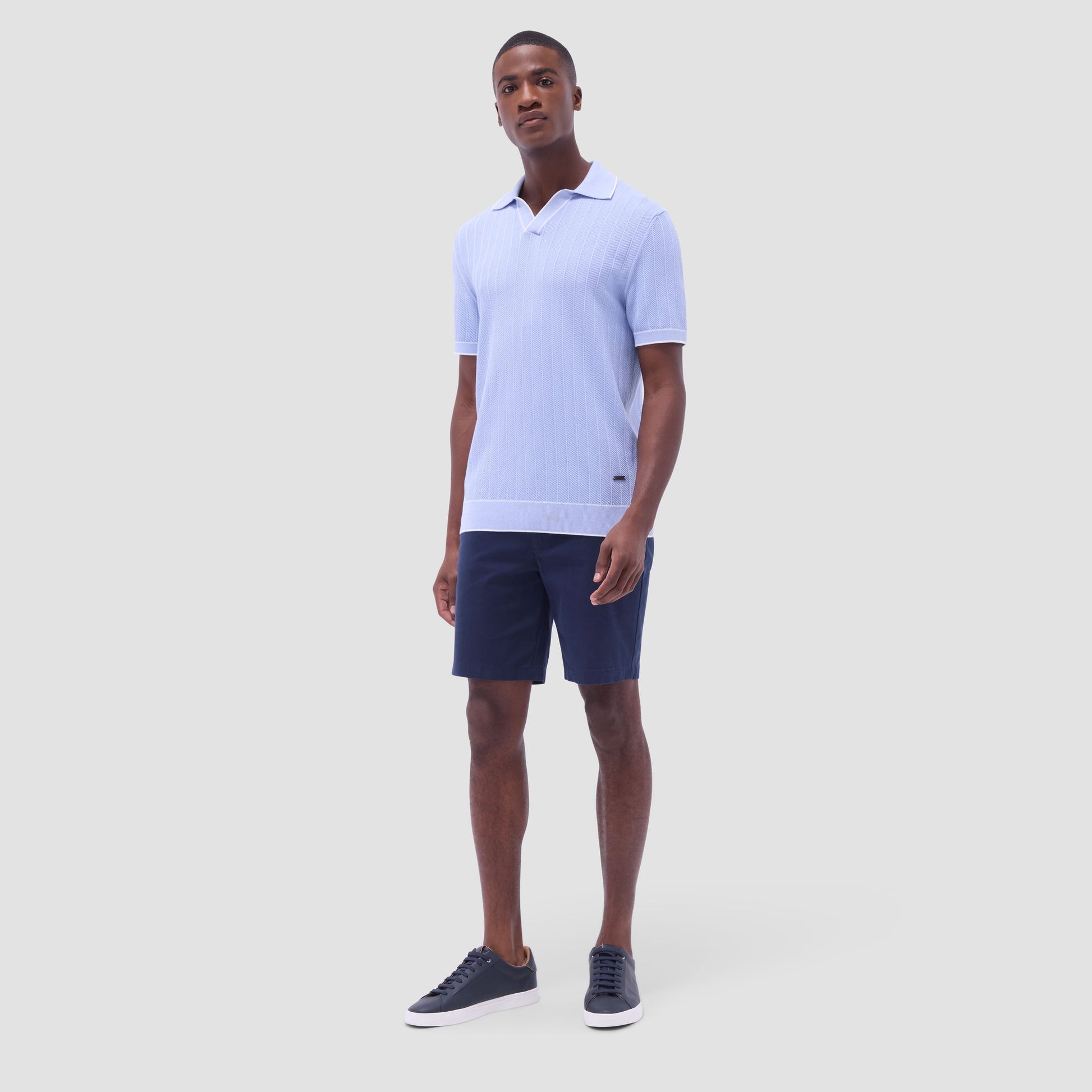 Bugatchi Wide Rib Short Sleeve Johnny Sweater Sky