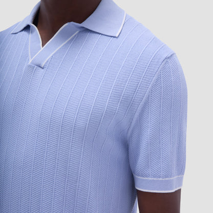 Bugatchi Wide Rib Short Sleeve Johnny Sweater Sky