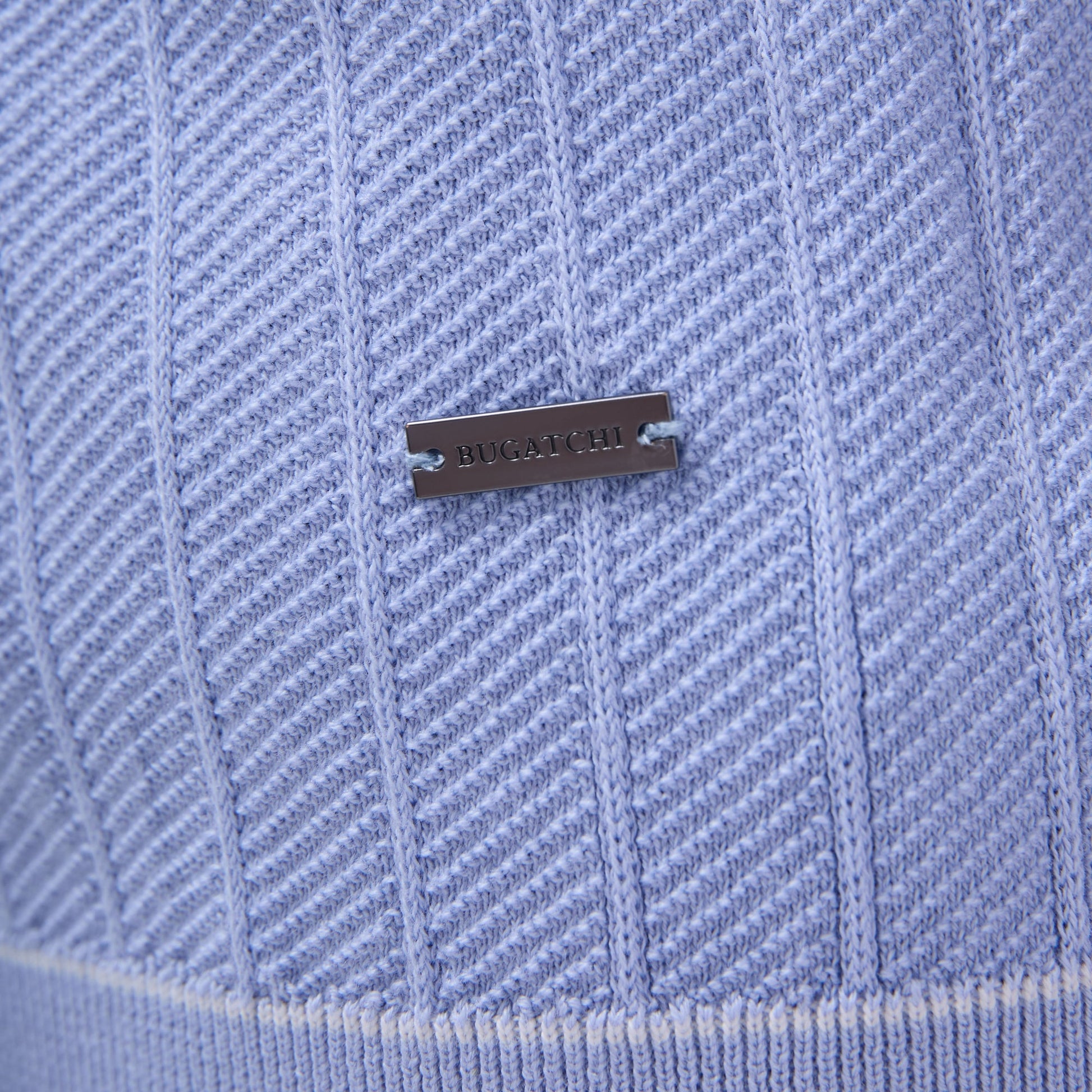 Bugatchi Wide Rib Short Sleeve Johnny Sweater Sky