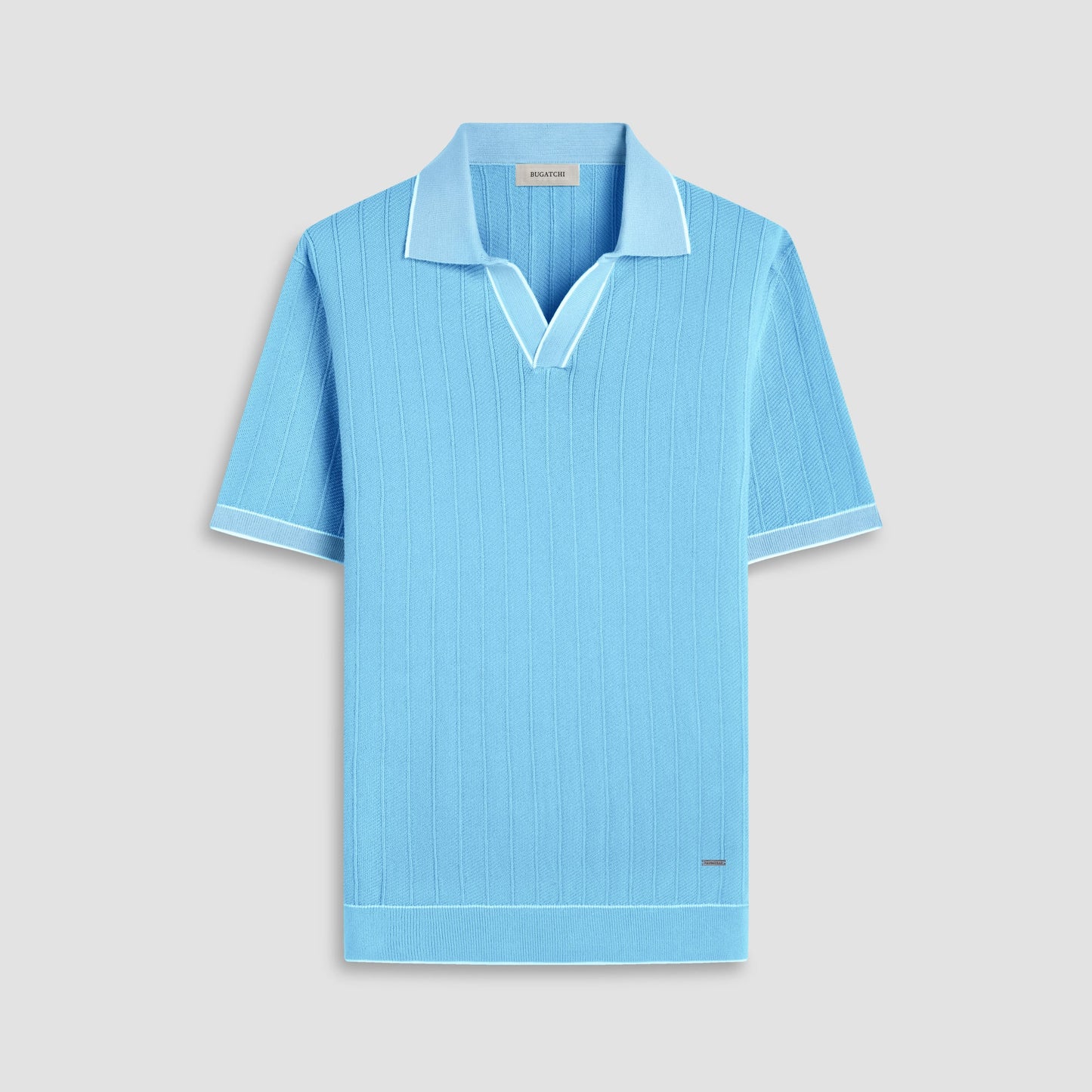 Bugatchi Wide Rib Short Sleeve Johnny Sweater Turquoise