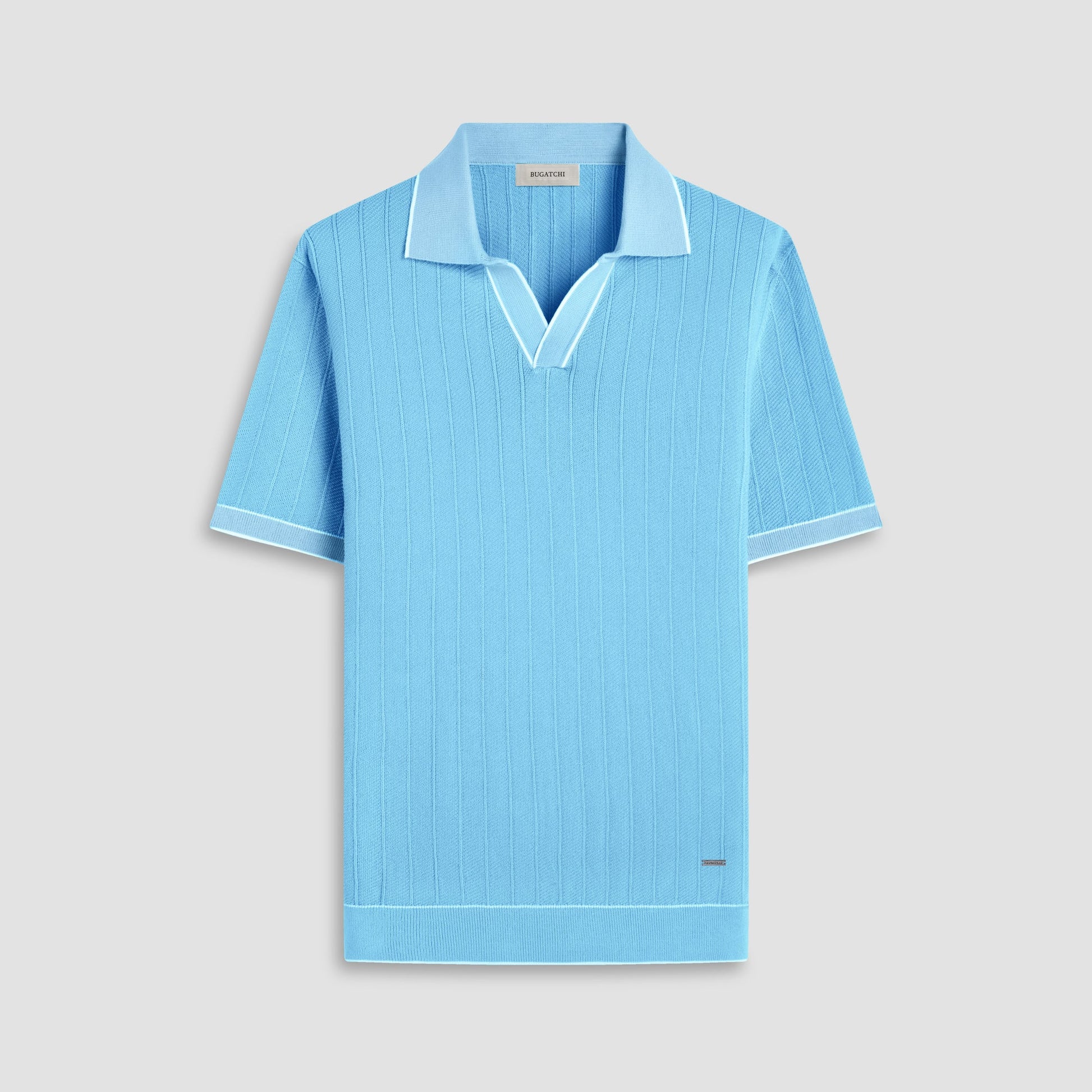 Bugatchi Wide Rib Short Sleeve Johnny Sweater Turquoise