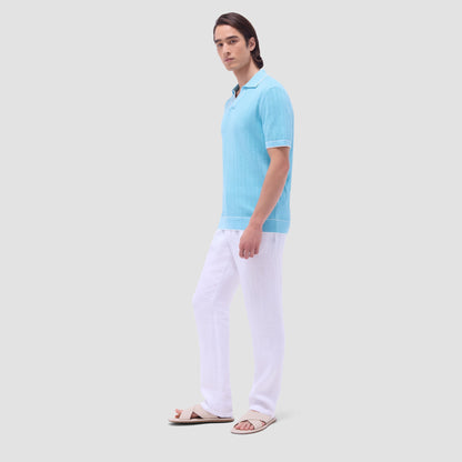 Bugatchi Wide Rib Short Sleeve Johnny Sweater Turquoise