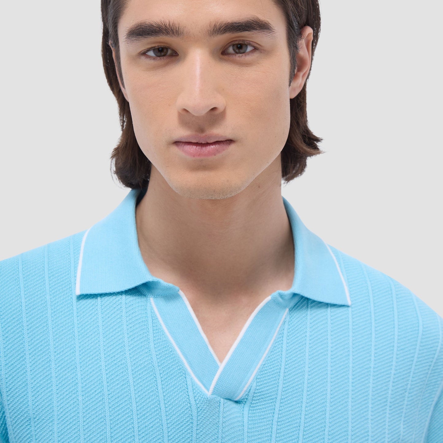 Bugatchi Wide Rib Short Sleeve Johnny Sweater Turquoise