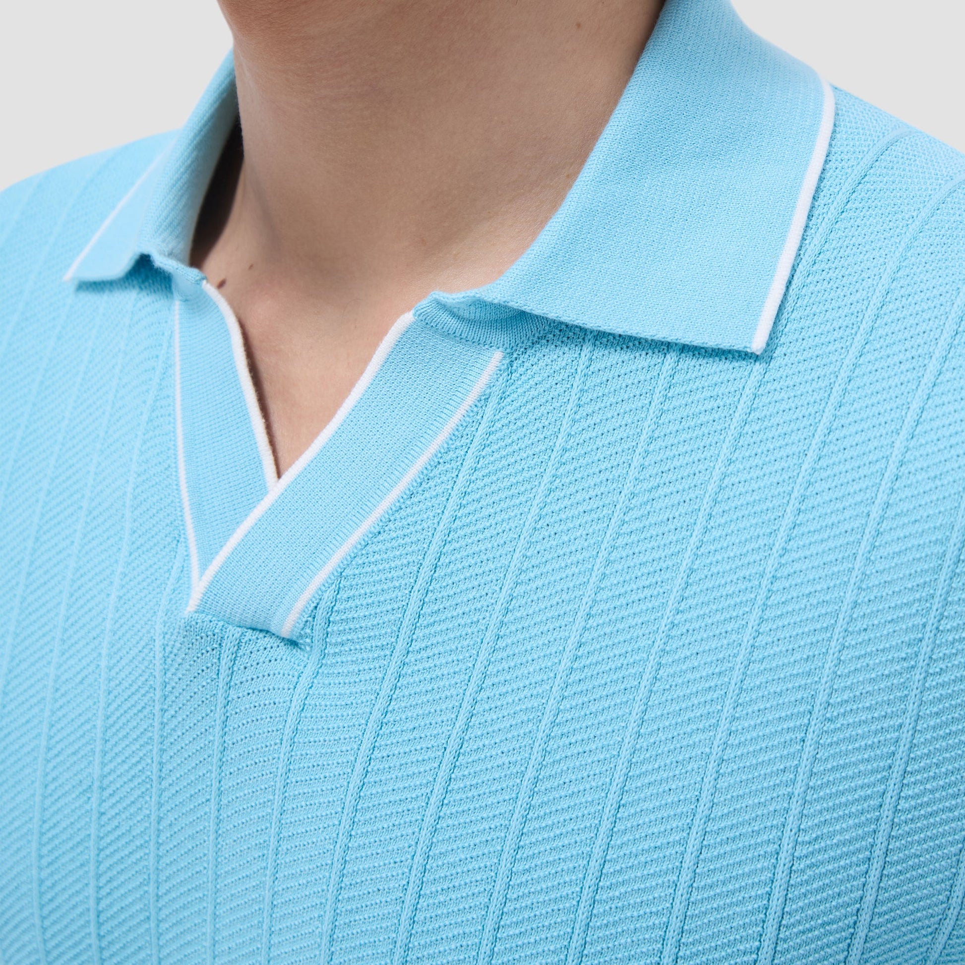 Bugatchi Wide Rib Short Sleeve Johnny Sweater Turquoise