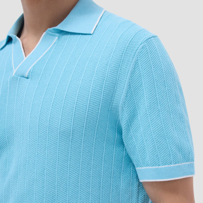 Bugatchi Wide Rib Short Sleeve Johnny Sweater Turquoise