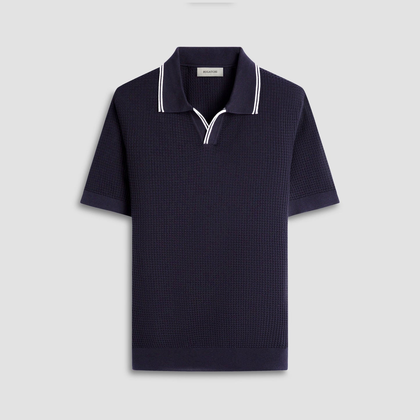 Bugatchi Seed Rib Short Sleeve Johnny Sweater Black