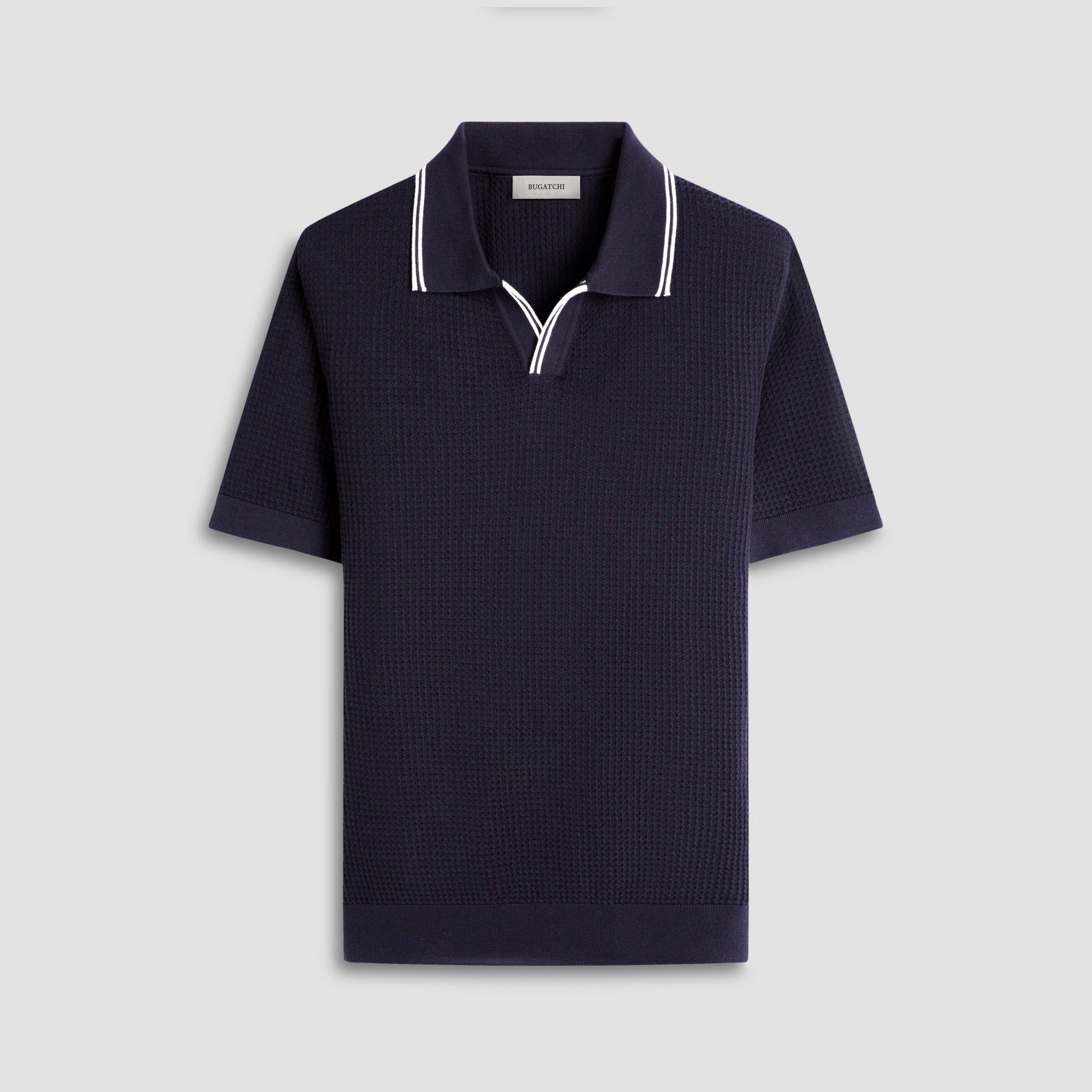 Bugatchi Seed Rib Short Sleeve Johnny Sweater Black