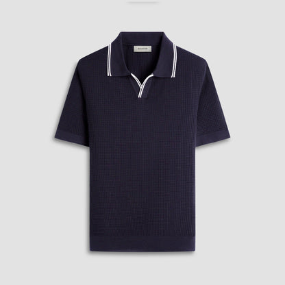 Bugatchi Seed Rib Short Sleeve Johnny Sweater Black