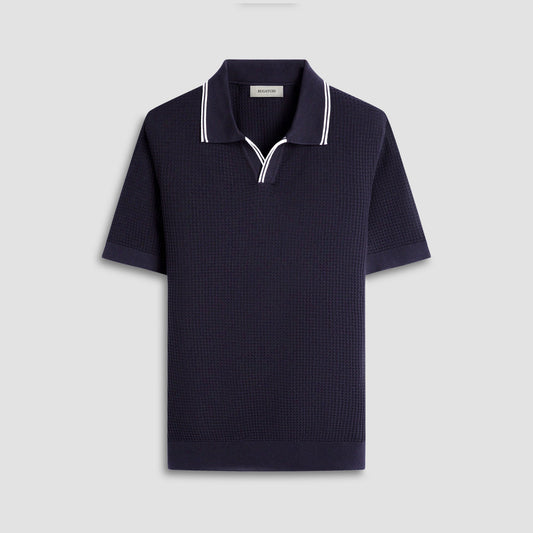 Bugatchi Seed Rib Short Sleeve Johnny Sweater Black